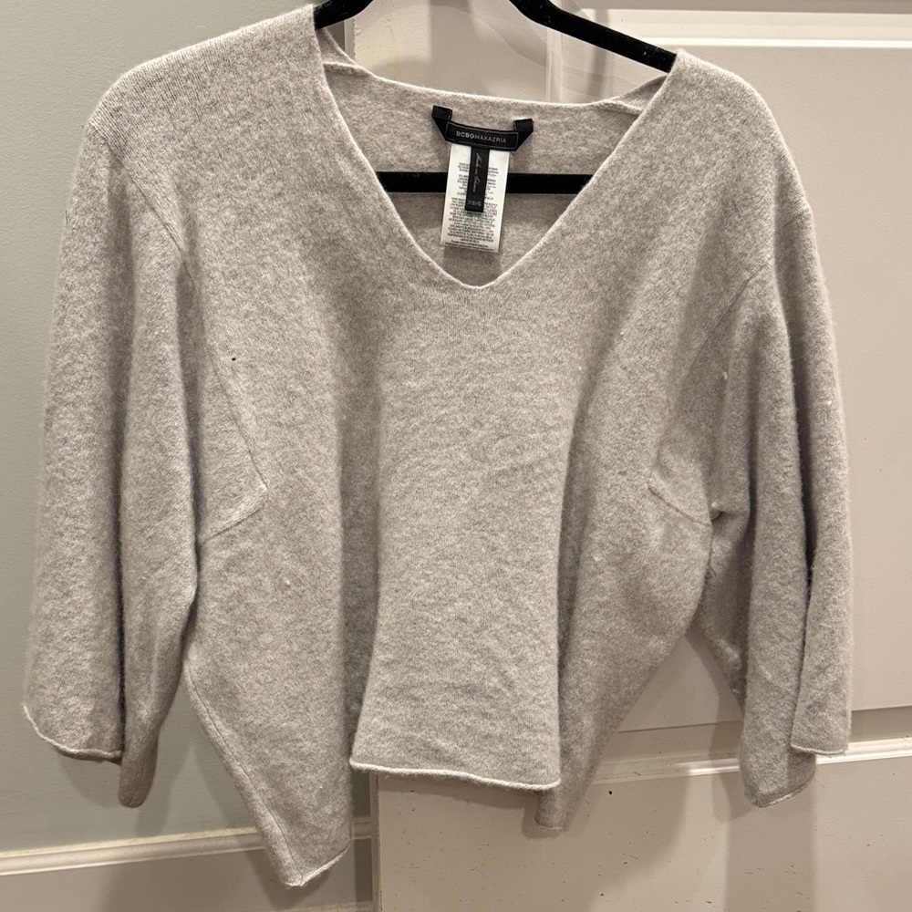 BCBG Light Gray V-Neck Sweater